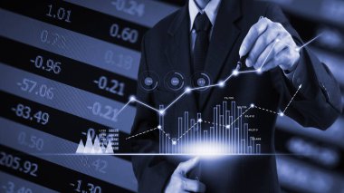 Finansal yatırım konsepti için uygun borsa veya önx ticaret grafiği ve şamdan grafiği. Ekonomik trendler iş fikri ve tüm sanat tasarımı için arka plan. Soyut finans arkaplanı.