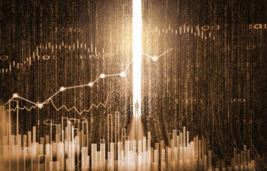 Finansal yatırım konsepti için uygun borsa veya önx ticaret grafiği ve şamdan grafiği. Ekonomik trendler iş fikri ve tüm sanat tasarımı için arka plan. Soyut finans arkaplanı.