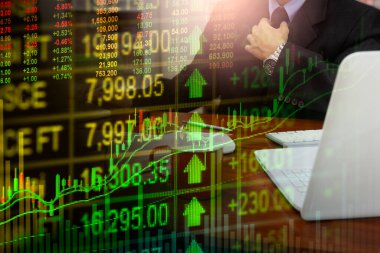 Finansal yatırım konsepti için uygun borsa veya önx ticaret grafiği ve şamdan grafiği. Ekonomik trendler iş fikri ve tüm sanat tasarımı için arka plan. Soyut finans arkaplanı.