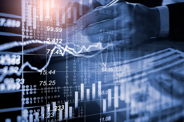 Finansal yatırım konsepti için uygun borsa veya önx ticaret grafiği ve şamdan grafiği. Ekonomik trendler iş fikri ve tüm sanat tasarımı için arka plan. Soyut finans arkaplanı.