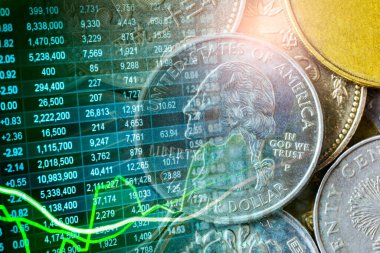 Finansal yatırım konsepti için uygun borsa veya önx ticaret grafiği ve şamdan grafiği. Ekonomik trendler iş fikri ve tüm sanat tasarımı için arka plan. Soyut finans arkaplanı.