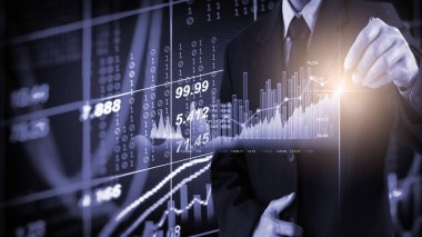 Finansal yatırım konsepti için uygun borsa veya önx ticaret grafiği ve şamdan grafiği. Ekonomik trendler iş fikri ve tüm sanat tasarımı için arka plan. Soyut finans arkaplanı.
