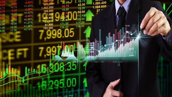 Aktienmarkt Oder Devisenhandel Graph Und Kerzenständer Diagramm Geeignet Für Finanzielle — Stockfoto