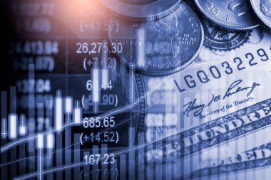 Finansal yatırım konsepti için uygun borsa veya önx ticaret grafiği ve şamdan grafiği. Ekonomik trendler iş fikri ve tüm sanat tasarımı için arka plan. Soyut finans arkaplanı.