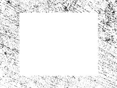 Grunge çerçeve ve sınır. Siyah beyaz grunge. Tehlike örtüsü dokusu. Toz ve kirli duvar arkaplanı. Sıkıntı illüstrasyonu, grunge etkisi yaratmak için basitçe nesnenin üzerine yerleştirilir. Vektör EPS10.
