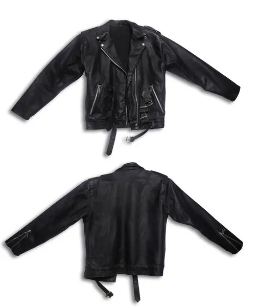 Classic Black Leather Bikers Jacket Outdoor Clothing Travel Black Stylish — Stock Photo, Image