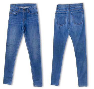 Kopyalama alanı ile yakın görünümde Denim dokusu kırpma yolu ile beyaz arkaplanda izole edilir. Klasik moda kıyafetleri konseptini önceden ayarlamak için mavi kot şablonu, makroyla dikiş yok. Çivit rengi kumaş