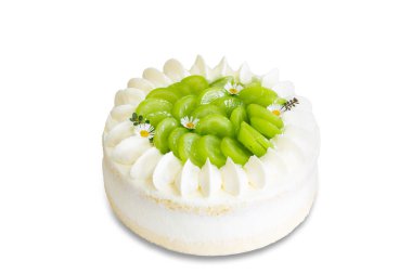 Beyaz izole edilmiş arka planda kesme yolları olan ev yapımı üzümlü kek. Genç puding soslu sade pandispanya. Doğum günü pastası veya sevgililer günü tatlısı için fırın konsepti.