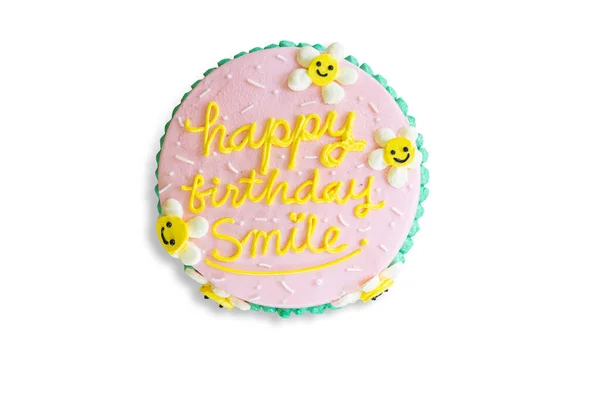 Homemade fancy cake on white isolated background with clipping paths. Plain sponge cake frosting with young  pudding sauce. Bakery concept for birthday cake or valentine dessert.