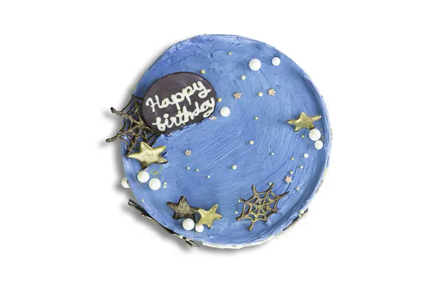Homemade fancy cake on white isolated background with clipping paths. Plain sponge cake frosting with young  pudding sauce. Bakery concept for birthday cake or valentine dessert.