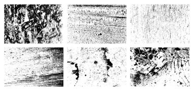 Siyah beyaz grunge seti. Tehlike örtüsü dokusu. Soyut yüzey tozu ve kaba duvar arkaplanı kavramı. Sıkıntı illüstrasyonu, grunge etkisi yaratmak için basitçe nesnenin üzerine yerleştirilir. Vektör EPS10.