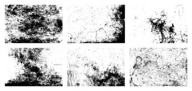 Siyah beyaz grunge. Tehlike örtüsü dokusu. Soyut yüzey tozu ve kaba duvar arkaplanı kavramı. Sıkıntı illüstrasyonu, grunge etkisi yaratmak için basitçe nesnenin üzerine yerleştirilir. Vektör EPS10.
