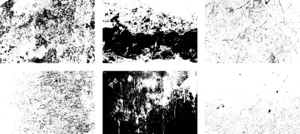 Siyah beyaz grunge seti. Tehlike örtüsü dokusu. Soyut yüzey tozu ve kaba duvar arkaplanı kavramı. Sıkıntı illüstrasyonu, grunge etkisi yaratmak için basitçe nesnenin üzerine yerleştirilir. Vektör EPS10.
