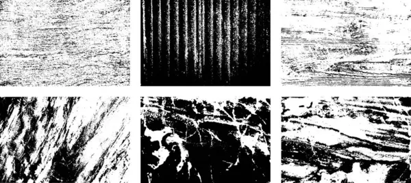 Siyah beyaz grunge seti. Tehlike örtüsü dokusu. Yüzey tozu ve kaba duvar arkası konsepti. Sıkıntı illüstrasyonu, grunge etkisi yaratmak için basitçe nesnenin üzerine yerleştirilir. Vektör EPS10.