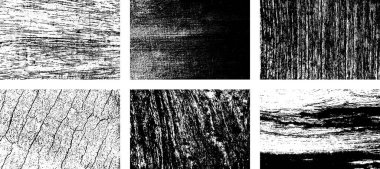 Siyah beyaz grunge seti. Tehlike örtüsü dokusu. Yüzey tozu ve kaba duvar arkası konsepti. Sıkıntı illüstrasyonu, grunge etkisi yaratmak için basitçe nesnenin üzerine yerleştirilir. Vektör EPS10.