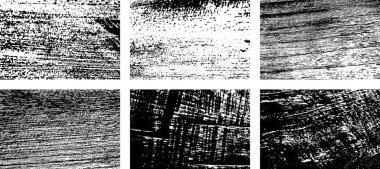 Siyah beyaz grunge seti. Tehlike örtüsü dokusu. Yüzey tozu ve kaba duvar arkası konsepti. Sıkıntı illüstrasyonu, grunge etkisi yaratmak için basitçe nesnenin üzerine yerleştirilir. Vektör EPS10.