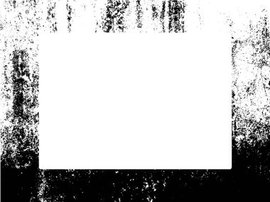 Grunge çerçeve ve sınır. Siyah beyaz grunge. Tehlike örtüsü dokusu. Toz ve kirli duvar arkaplanı. Sıkıntı illüstrasyonu, grunge etkisi yaratmak için basitçe nesnenin üzerine yerleştirilir. Vektör EPS10.