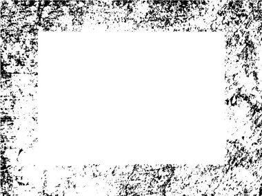 Grunge çerçeve ve sınır. Siyah beyaz grunge. Tehlike örtüsü dokusu. Toz ve kirli duvar arkaplanı. Sıkıntı illüstrasyonu, grunge etkisi yaratmak için basitçe nesnenin üzerine yerleştirilir. Vektör EPS10.