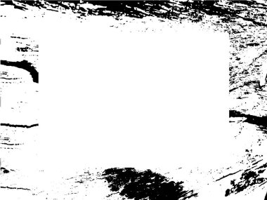 Grunge çerçeve ve sınır. Siyah beyaz grunge. Tehlike örtüsü dokusu. Toz ve kirli duvar arkaplanı. Sıkıntı illüstrasyonu, grunge etkisi yaratmak için basitçe nesnenin üzerine yerleştirilir. Vektör EPS10.