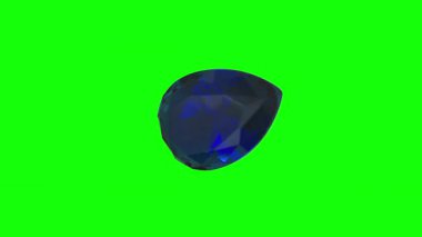 Yeşil ekrana karşı zarif bir şekilde dönen bir safirin 4K görüntüsü. Koyu mavi renkleri, her bir yüzeyden yansıyan ışık, parlak, berrak ve lüks, birleşik ve görsel efektler için mükemmel..
