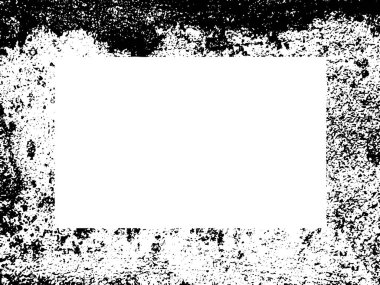 Grunge çerçeve ve sınır. Siyah beyaz grunge. Tehlike örtüsü dokusu. Toz ve kirli duvar arkaplanı. Sıkıntı illüstrasyonu, grunge etkisi yaratmak için basitçe nesnenin üzerine yerleştirilir. Vektör EPS10.