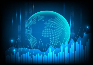 Finansal yatırım konsepti için uygun borsa veya önx ticaret grafiği ve şamdan grafiği. Ekonomik trendler iş fikri ve soyut finans geçmişi için. Vektör illüstrasyonu.
