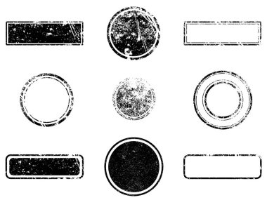Siyah beyaz grunge seti. Tehlike örtüsü dokusu. Yüzey tozu ve kaba duvar arkası konsepti. Sıkıntı illüstrasyonu, grunge etkisi yaratmak için basitçe nesnenin üzerine yerleştirilir. Vektör EPS10.
