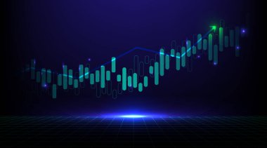 Finansal yatırım konsepti için uygun borsa veya önx ticaret grafiği ve şamdan grafiği. Ekonomik trendler iş fikri ve soyut finans geçmişi için. Vektör illüstrasyonu.