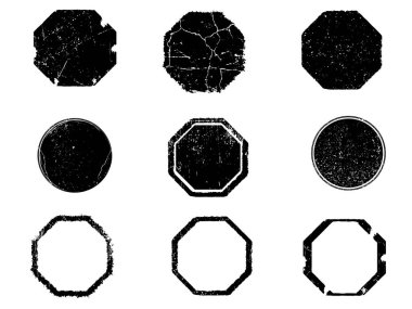 Siyah beyaz grunge seti. Tehlike örtüsü dokusu. Yüzey tozu ve kaba duvar arkası konsepti. Sıkıntı illüstrasyonu, grunge etkisi yaratmak için basitçe nesnenin üzerine yerleştirilir. Vektör EPS10.
