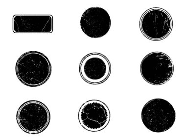 Siyah beyaz grunge seti. Tehlike örtüsü dokusu. Yüzey tozu ve kaba duvar arkası konsepti. Sıkıntı illüstrasyonu, grunge etkisi yaratmak için basitçe nesnenin üzerine yerleştirilir. Vektör EPS10.