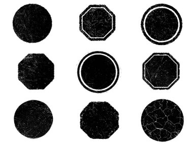Siyah beyaz grunge seti. Tehlike örtüsü dokusu. Yüzey tozu ve kaba duvar arkası konsepti. Sıkıntı illüstrasyonu, grunge etkisi yaratmak için basitçe nesnenin üzerine yerleştirilir. Vektör EPS10.