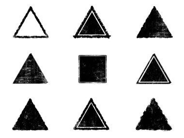 Siyah beyaz grunge seti. Tehlike örtüsü dokusu. Yüzey tozu ve kaba duvar arkası konsepti. Sıkıntı illüstrasyonu, grunge etkisi yaratmak için basitçe nesnenin üzerine yerleştirilir. Vektör EPS10.