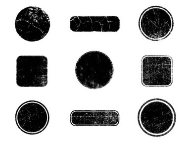 Siyah beyaz grunge seti. Tehlike örtüsü dokusu. Yüzey tozu ve kaba duvar arkası konsepti. Sıkıntı illüstrasyonu, grunge etkisi yaratmak için basitçe nesnenin üzerine yerleştirilir. Vektör EPS10.