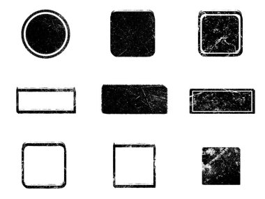 Siyah beyaz grunge seti. Tehlike örtüsü dokusu. Yüzey tozu ve kaba duvar arkası konsepti. Sıkıntı illüstrasyonu, grunge etkisi yaratmak için basitçe nesnenin üzerine yerleştirilir. Vektör EPS10.