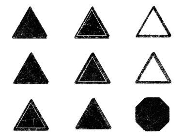 Siyah beyaz grunge seti. Tehlike örtüsü dokusu. Yüzey tozu ve kaba duvar arkası konsepti. Sıkıntı illüstrasyonu, grunge etkisi yaratmak için basitçe nesnenin üzerine yerleştirilir. Vektör EPS10.