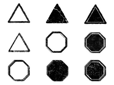 Siyah beyaz grunge seti. Tehlike örtüsü dokusu. Yüzey tozu ve kaba duvar arkası konsepti. Sıkıntı illüstrasyonu, grunge etkisi yaratmak için basitçe nesnenin üzerine yerleştirilir. Vektör EPS10.