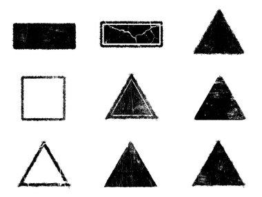 Siyah beyaz grunge seti. Tehlike örtüsü dokusu. Yüzey tozu ve kaba duvar arkası konsepti. Sıkıntı illüstrasyonu, grunge etkisi yaratmak için basitçe nesnenin üzerine yerleştirilir. Vektör EPS10.