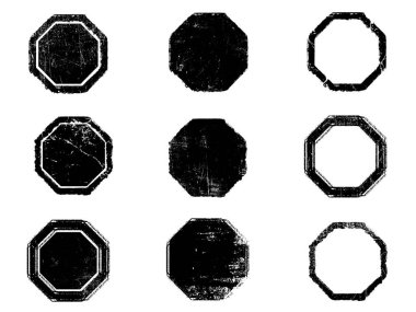 Siyah beyaz grunge seti. Tehlike örtüsü dokusu. Yüzey tozu ve kaba duvar arkası konsepti. Sıkıntı illüstrasyonu, grunge etkisi yaratmak için basitçe nesnenin üzerine yerleştirilir. Vektör EPS10.