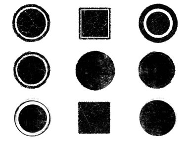 Siyah beyaz grunge seti. Tehlike örtüsü dokusu. Yüzey tozu ve kaba duvar arkası konsepti. Sıkıntı illüstrasyonu, grunge etkisi yaratmak için basitçe nesnenin üzerine yerleştirilir. Vektör EPS10.