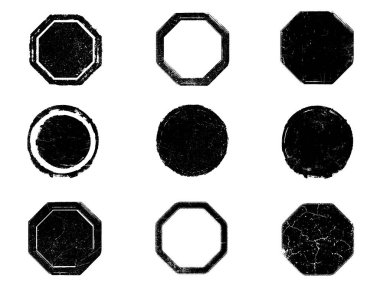 Siyah beyaz grunge seti. Tehlike örtüsü dokusu. Yüzey tozu ve kaba duvar arkası konsepti. Sıkıntı illüstrasyonu, grunge etkisi yaratmak için basitçe nesnenin üzerine yerleştirilir. Vektör EPS10.