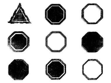 Siyah beyaz grunge seti. Tehlike örtüsü dokusu. Yüzey tozu ve kaba duvar arkası konsepti. Sıkıntı illüstrasyonu, grunge etkisi yaratmak için basitçe nesnenin üzerine yerleştirilir. Vektör EPS10.