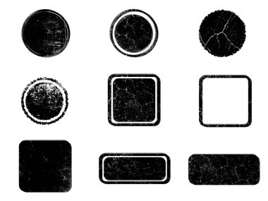 Siyah beyaz grunge seti. Tehlike örtüsü dokusu. Yüzey tozu ve kaba duvar arkası konsepti. Sıkıntı illüstrasyonu, grunge etkisi yaratmak için basitçe nesnenin üzerine yerleştirilir. Vektör EPS10.