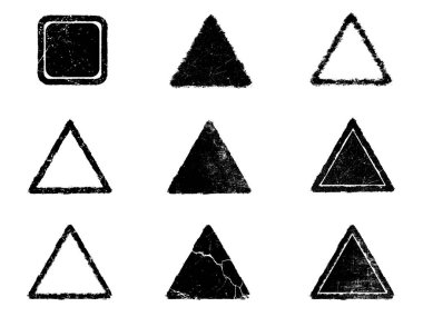 Siyah beyaz grunge seti. Tehlike örtüsü dokusu. Yüzey tozu ve kaba duvar arkası konsepti. Sıkıntı illüstrasyonu, grunge etkisi yaratmak için basitçe nesnenin üzerine yerleştirilir. Vektör EPS10.