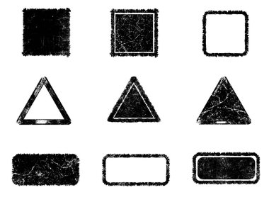 Siyah beyaz grunge seti. Tehlike örtüsü dokusu. Yüzey tozu ve kaba duvar arkası konsepti. Sıkıntı illüstrasyonu, grunge etkisi yaratmak için basitçe nesnenin üzerine yerleştirilir. Vektör EPS10.
