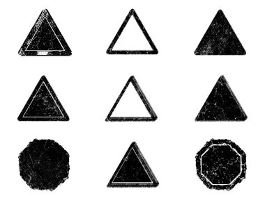 Siyah beyaz grunge seti. Tehlike örtüsü dokusu. Yüzey tozu ve kaba duvar arkası konsepti. Sıkıntı illüstrasyonu, grunge etkisi yaratmak için basitçe nesnenin üzerine yerleştirilir. Vektör EPS10.