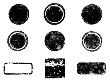 Siyah beyaz grunge seti. Tehlike örtüsü dokusu. Yüzey tozu ve kaba duvar arkası konsepti. Sıkıntı illüstrasyonu, grunge etkisi yaratmak için basitçe nesnenin üzerine yerleştirilir. Vektör EPS10.