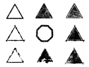 Siyah beyaz grunge seti. Tehlike örtüsü dokusu. Yüzey tozu ve kaba duvar arkası konsepti. Sıkıntı illüstrasyonu, grunge etkisi yaratmak için basitçe nesnenin üzerine yerleştirilir. Vektör EPS10.