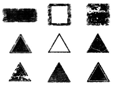 Siyah beyaz grunge seti. Tehlike örtüsü dokusu. Yüzey tozu ve kaba duvar arkası konsepti. Sıkıntı illüstrasyonu, grunge etkisi yaratmak için basitçe nesnenin üzerine yerleştirilir. Vektör EPS10.