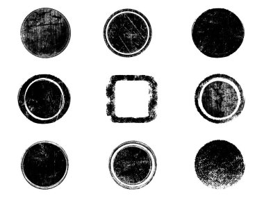 Siyah beyaz grunge seti. Tehlike örtüsü dokusu. Yüzey tozu ve kaba duvar arkası konsepti. Sıkıntı illüstrasyonu, grunge etkisi yaratmak için basitçe nesnenin üzerine yerleştirilir. Vektör EPS10.