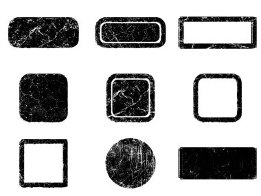 Siyah beyaz grunge seti. Tehlike örtüsü dokusu. Yüzey tozu ve kaba duvar arkası konsepti. Sıkıntı illüstrasyonu, grunge etkisi yaratmak için basitçe nesnenin üzerine yerleştirilir. Vektör EPS10.